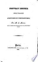 Nouveau recueil d'ouvrages anonymes et pseudonymes