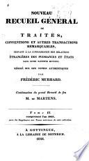 Nouveau recueil général de traités, conventions et autres transactions remarquables
