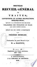 Nouveau recueil général de traités: supplémens aux tomes antérieurs. 1817-1842