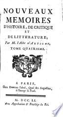 Nouveaux mémoires d ́histoire, de critique et de litterature