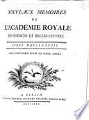 Nouveaux mémoires de l'Académie royale des sciences et belles-lettres
