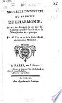 Nouvelle découverte du principe de l'harmonie