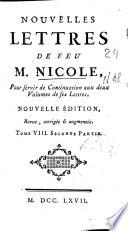 Nouvelles lettres de feu M. Nicole