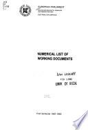 Numerical list of working documents
