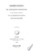 Observations de quelques musiciens et de quelques amateurs sur la methode de musique de M. Emile Cheve