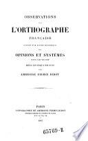 Observations sur l'orthographe française