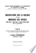 Observations sur la biologie et les morsures des vipères