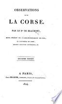 Observations sur la Corse ... Deuxième édition