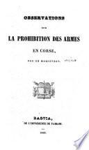Observations sur la prohibition des armes en Corse