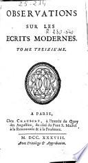 Observations sur les ecrits modernes
