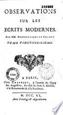 Observations sur les écrits modernes