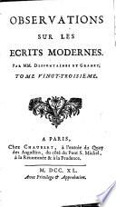 Observations sur les ecrits modernes