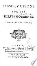 Observations sur les ecrits modernes