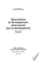 Observatoires du développement, observatoires pour le développement
