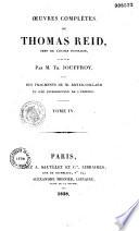 Oeuvres complètes de Thomas Reid, chef de l'école écossaise