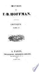 Oeuvres de F.-B. Hoffman ...: Beaux-arts. Ouvrages divers