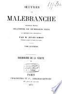 Oeuvres de Malebranche: Recherche de la vérité, I-II