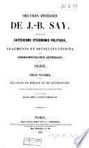 Oeuvres diverses de J.-B. Say