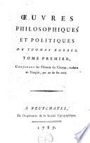 Oeuvres philosophique et politiques de Thomas Hobbes