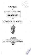 Opinion ... sur l'incendie de Mosceu