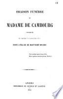 Oraison funèbre de madame de Cambourg