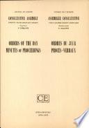 Orders of the Day Minutes of Proceedings
