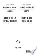 Orders of the Day Minutes of Proceedings