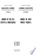 Orders of the Day, Minutes of Proceedings