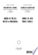 Orders of the day, minutes of proceedings