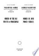 Orders of the Day, Minutes of Proceedings