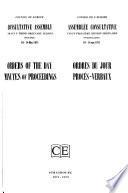 Orders of the Day, Minutes of Proceedings