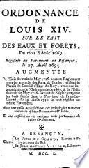 Ordonnance de Louis XIV. sur le fait des eaux et forêts, du mois d'août 1669