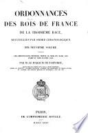 Ordonnances des roys de France de la troisième race: Ordonnances rendues depuis le mois de mars 1482 jusqu'au mois d'avril 1486. 1835