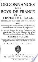Ordonnances des roys de France de la troisième race, recueillies par ordre chronologique