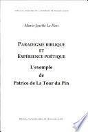 Paradigme biblique et expérience poétique