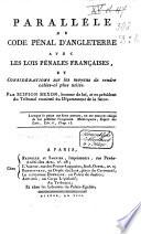 Parallèle du code pénal d'Angleterre avec les lois pénales françaises