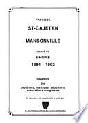 Paroisse St-Cajetan, Mansonville, comté de Brome, 1884-1992