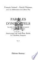 Paroles d'immortels