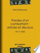 Paroles d'un combattant : articles et discours