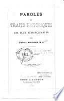 Paroles et traits historiques les plus remarquables