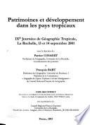 Patrimoines et développement dans les pays tropicaux
