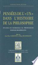 Pensées de l'un dans l'histoire philosop