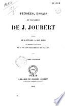 Pensées, essais et maximes de J. Joubert