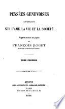 Pensées genevoises, aperçus sur l'âme, la vie et la société