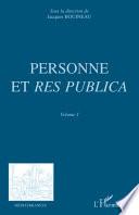 Personne et res publica, Volume 1