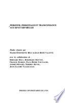 Personne, personnage et transcendance aux XIIe et XIIIe siècles
