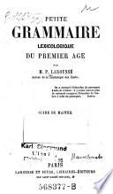 Petite grammaire lexicologique du premier age