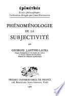 Phénoménologie de la subjectivité
