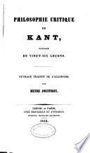 Philosophie critique de Kant