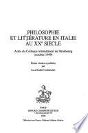 Philosophie et littérature en Italie au XXe siècle